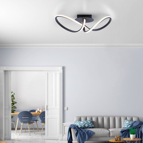 JUST LIGHT. GmbH LED mennyezeti lámpa Maria, szabály., fekete, dimmelhető, Fekete, Hálószoba, Alumínium, Modern