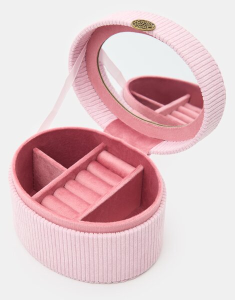 Sinsay - Bordázott bársony ékszertartó tükörrel - pasztellpink
