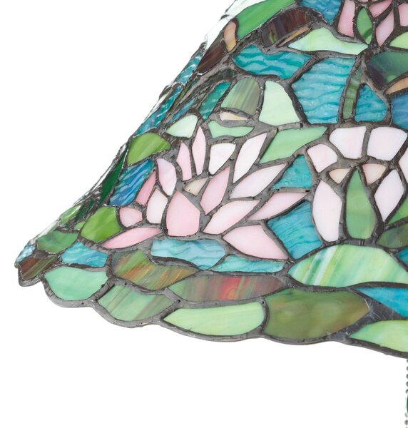 Clayre&Eef Varázslatos lámpa Waterlily Tiffany stílusban, Többszínű, Nappali / Étkező, Üveg, Tiffany