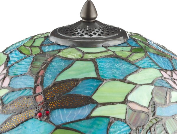 Clayre&Eef Varázslatos lámpa Waterlily Tiffany stílusban, Többszínű, Nappali / Étkező, Üveg, Tiffany
