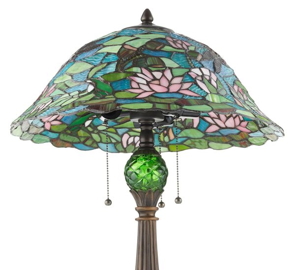 Clayre&Eef Varázslatos lámpa Waterlily Tiffany stílusban, Többszínű, Nappali / Étkező, Üveg, Tiffany