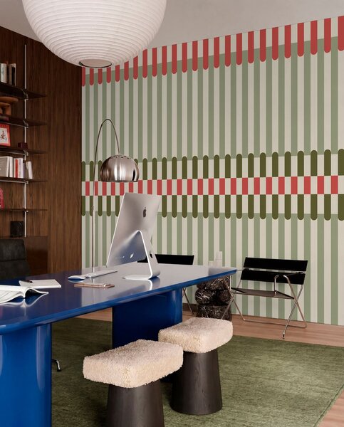 Fotótapéta Csíkos mintázat zöld és korallszínű árnyalatokban, Fotótapéta geometria, w05150v4 : Uwalls.hu