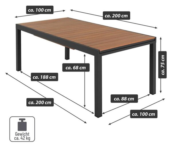 Összecsukható kerti asztal fa/ aluminium
