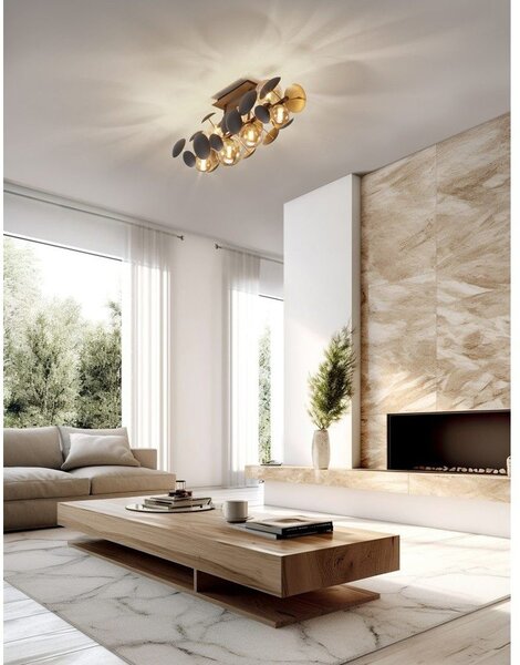 Szürke-aranyszínű mennyezeti lámpa üveg búrával 76x22 cm Bubble – Trio Select