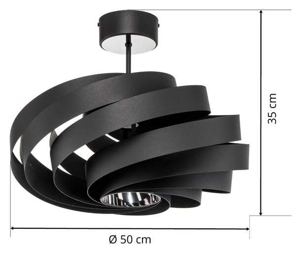 Domiluce Vento mennyezeti lámpa, fekete, Ø 50 cm, fém, E27, dimmelhető, Fekete, Nappali / Étkező, fém, Modern