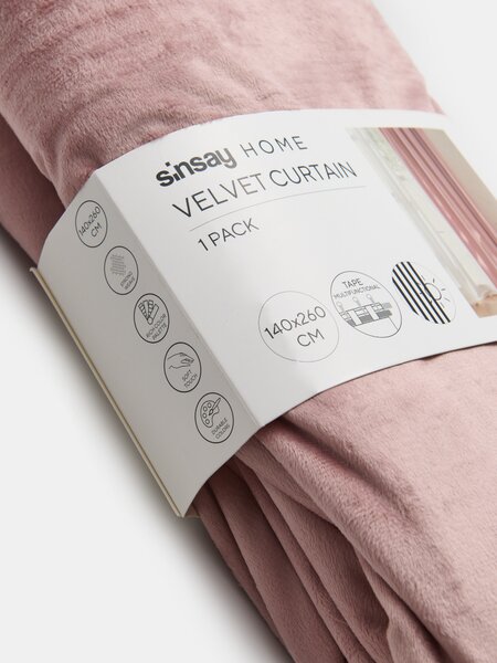 Sinsay - Velúr függöny szalagos felfüggesztéssel - pasztellpink