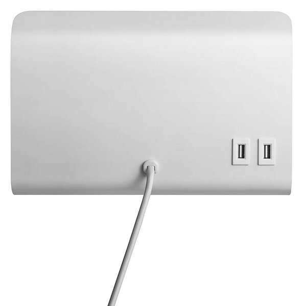 Nordlux Romi fali lámpa polccal és USB-vel, fehér, Fehér / opál, Hálószoba, fém, Modern