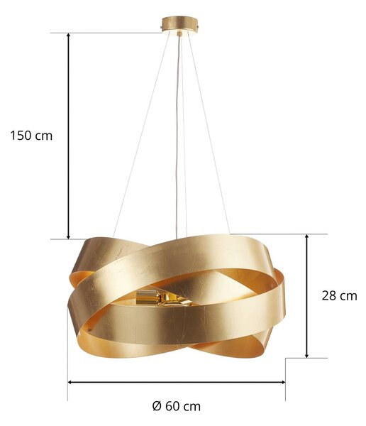 Marchetti medál fény Pura aranyfüst bevonat, 60cm, 3x E27, dimmelhető, Sárgaréz / arany, Nappali / Étkező, fém, Dizájn