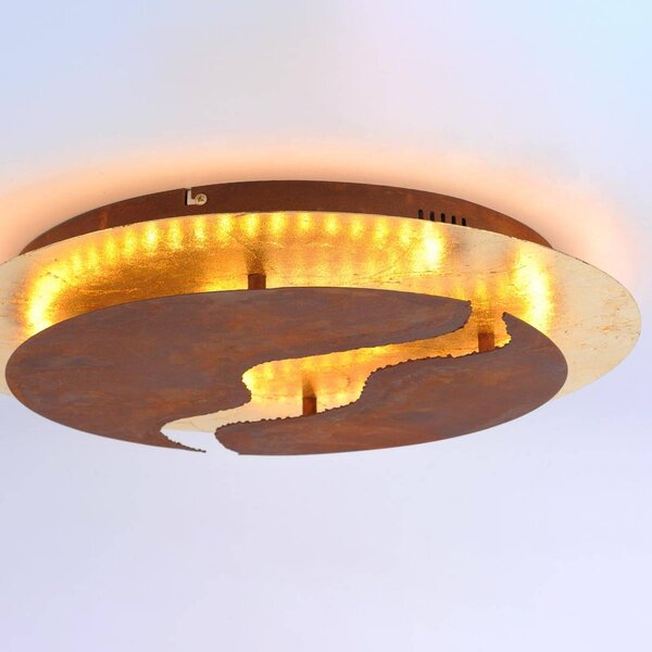 Paul Neuhaus LED mennyezeti lámpa Nevis, kerek, Ø50cm, bar.-ar., dimmelhető, Barna / rozsda, Nappali / Étkező, fém, Modern
