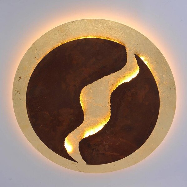 Paul Neuhaus LED mennyezeti lámpa Nevis, kerek, Ø50cm, bar.-ar., dimmelhető, Barna / rozsda, Nappali / Étkező, fém, Modern