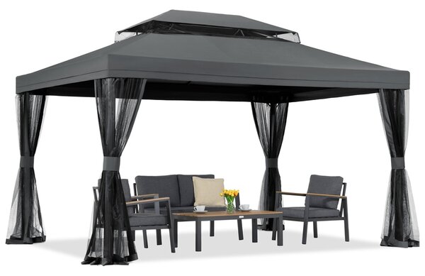 Antracit kerti pavilon szúnyoghálóval Valencia 3x4 m Garden Point