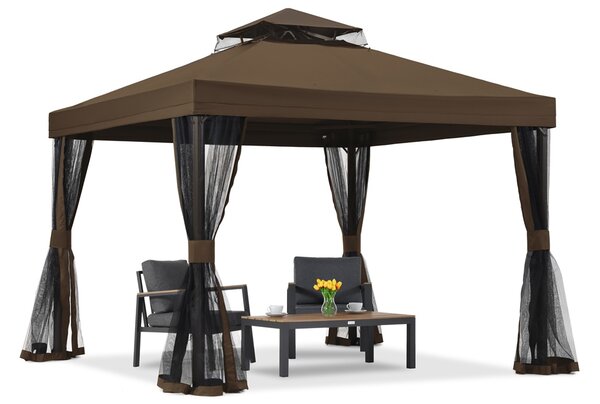 Barna kerti pavilon szúnyoghálóval Valencia 3x3 m Garden Point