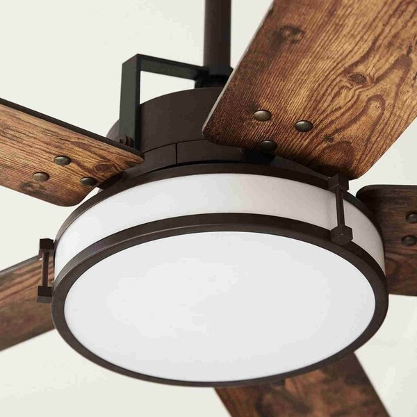 Beacon Lighting mennyezeti ventilátor világítással, Louisville modell, bronz színű,, dimmelhető, Sötét fa, Nappali / Étkező, Fa