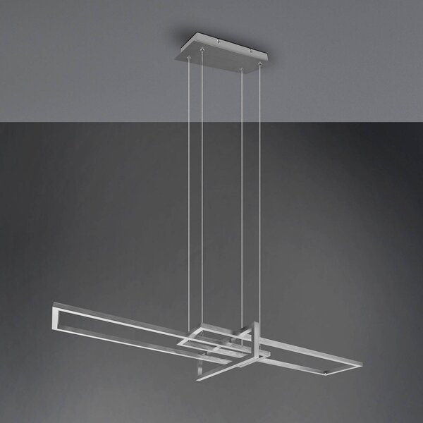 Trio Lighting LED függő lámpa Salinas, 3 000 K, matt nikkel, dimmelhető, Alu / szürke / cink, Nappali / Étkező, fém, Modern