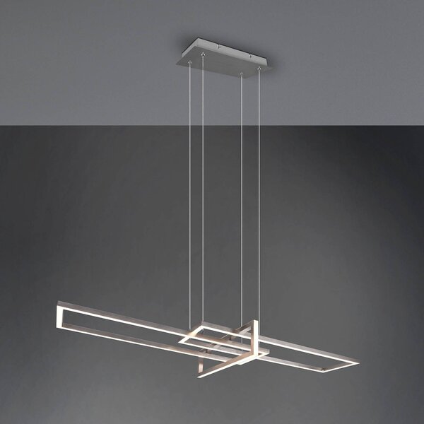 Trio Lighting LED függő lámpa Salinas, 3 000 K, matt nikkel, dimmelhető, Alu / szürke / cink, Nappali / Étkező, fém, Modern