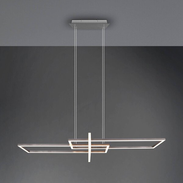 Trio Lighting LED függő lámpa Salinas, 3 000 K, matt nikkel, dimmelhető, Alu / szürke / cink, Nappali / Étkező, fém, Modern