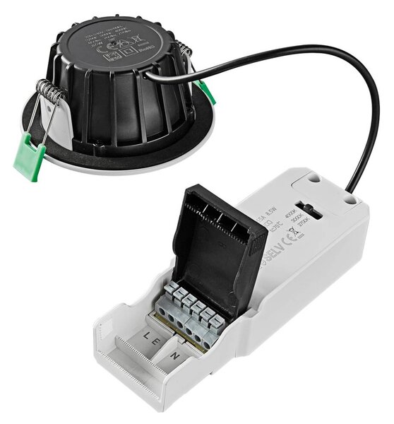 Heitronic LED menny. sülly. reflektor DL8002, forg., 38, dimmelhető, Fehér / opál, Folyosó, Alumínium, Modern