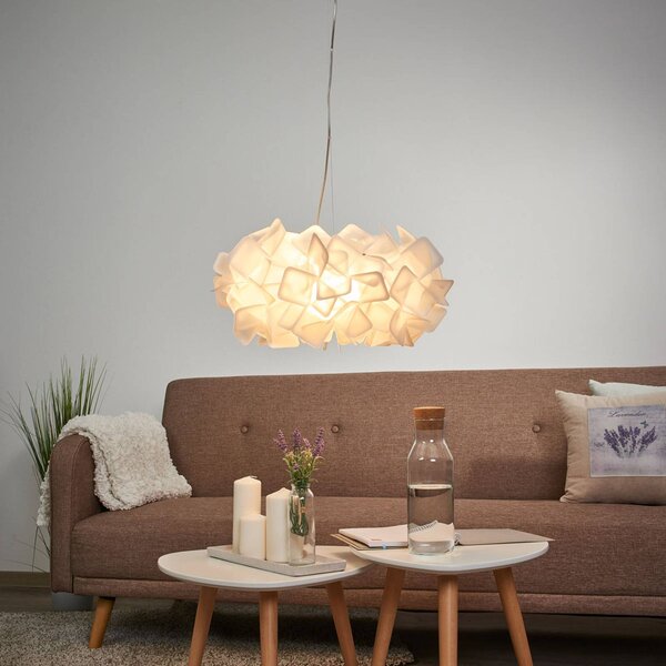 Slamp Clizia - designer függő lámpa, fehér, dimmelhető, Fehér / opál, Nappali / Étkező, Műanyag, Dizájn