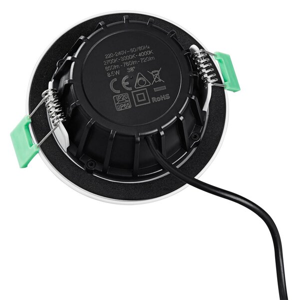 Heitronic LED menny. sülly. reflektor DL8002, forg., 38, dimmelhető, Fehér / opál, Folyosó, Alumínium, Modern