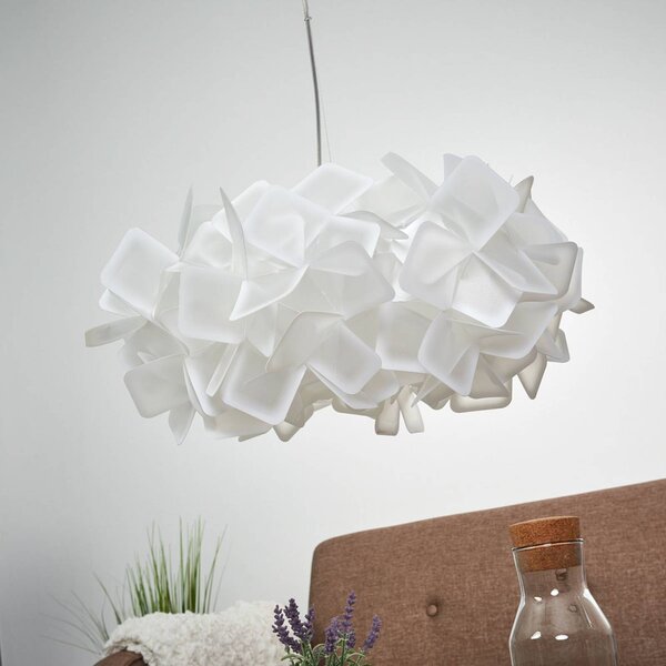 Slamp Clizia - designer függő lámpa, fehér, dimmelhető, Fehér / opál, Nappali / Étkező, Műanyag, Dizájn