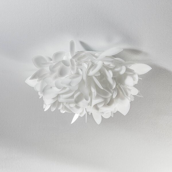 Slamp Veli Foliage Mini fali világítás, Ø 36 cm, dimmelhető, Fehér / opál, Nappali / Étkező, Műanyag, Dizájn