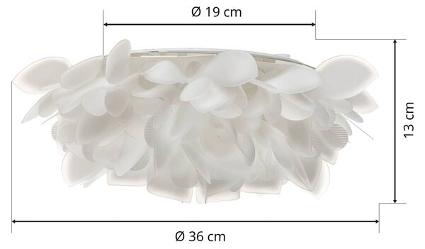 Slamp Veli Foliage Mini fali világítás, Ø 36 cm, dimmelhető, Fehér / opál, Nappali / Étkező, Műanyag, Dizájn