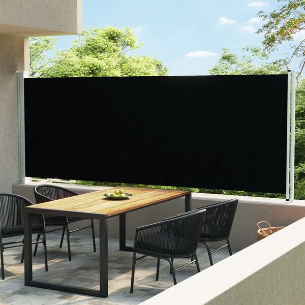 VidaXL fekete behúzható oldalsó terasz-napellenző 600 x 170 cm