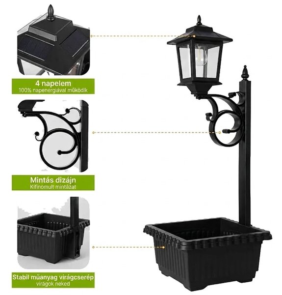 Bloomlamp™ Kaspó Napelemes Lámpással