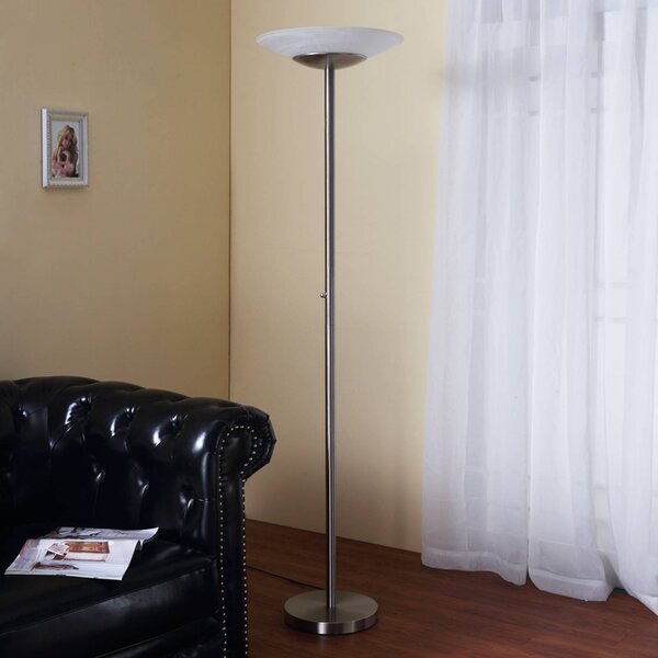 Lindby Ragna LED álló világítás, nikkel, fém, dimmelhető, dimmelhető, Alu / szürke / cink, Nappali / Étkező, Üveg, Modern