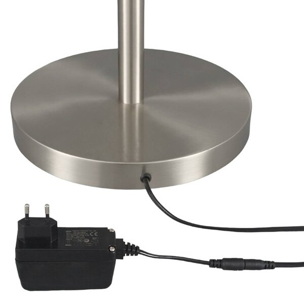 Lindby Ragna LED álló világítás, nikkel, fém, dimmelhető, dimmelhető, Alu / szürke / cink, Nappali / Étkező, Üveg, Modern
