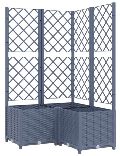 Sötétszürke pp rácsos kerti ültetőláda 80 x 80 x 136 cm