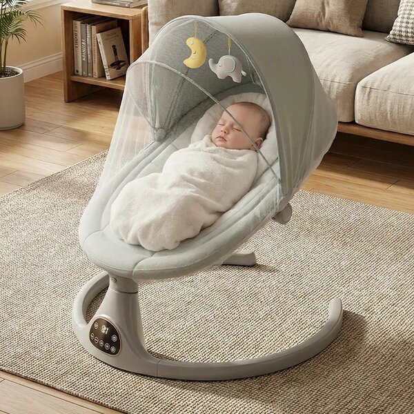 Rockybaby™ Elektromos, Távirányítós Babahinta, Szürke