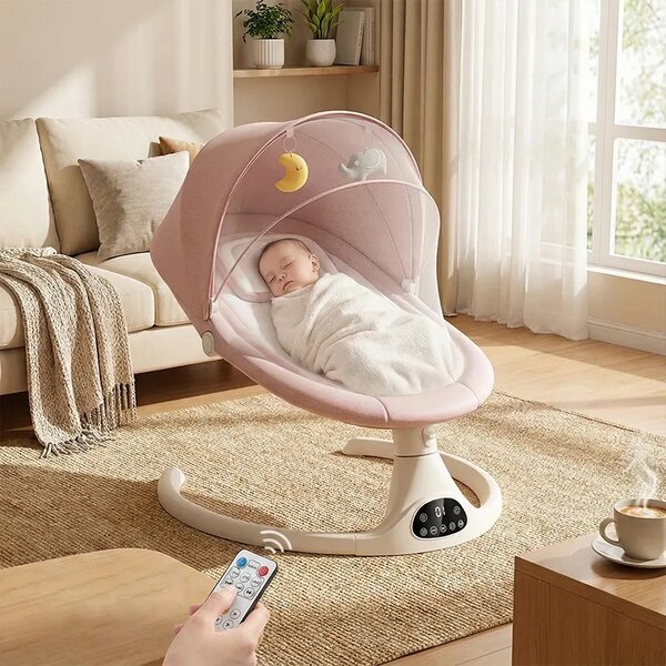Rockybaby™ Elektromos, Távirányítós Babahinta, Szürke