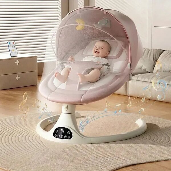 Rockybaby™ Elektromos, Távirányítós Babahinta, Szürke