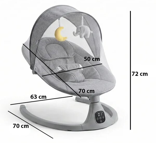 Rockybaby™ Elektromos, Távirányítós Babahinta, Szürke