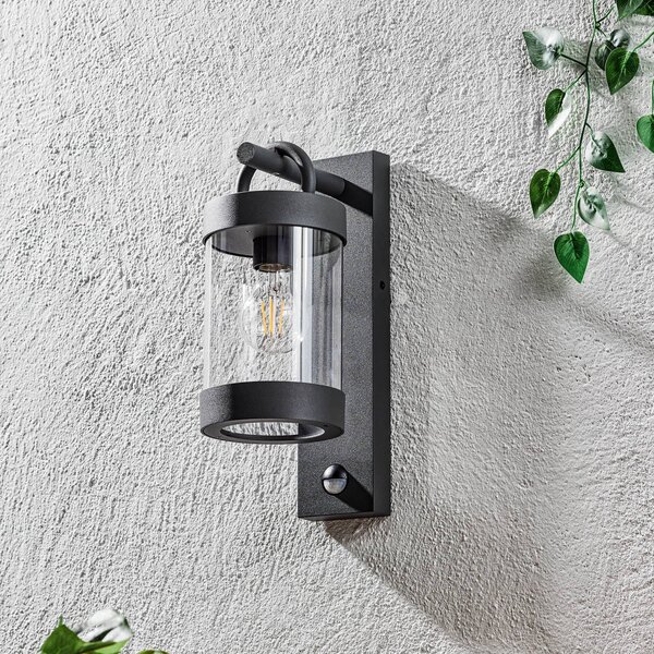 Trio Lighting Sambesi kültéri falilámpa, mozgásérzékelő, antr., Fekete, Alumínium, Modern