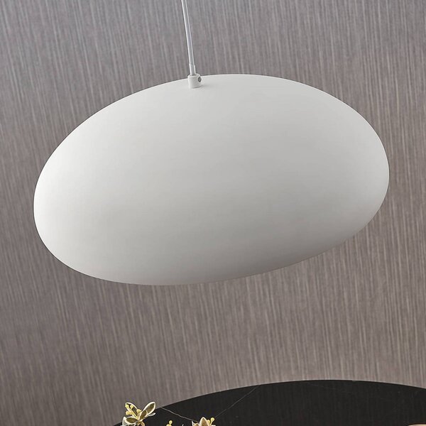 Lindby függőlámpa Gerwina, fehér/arany, fém, 40 cm, E27, dimmelhető, Fehér / opál, Nappali / Étkező, fém, Modern