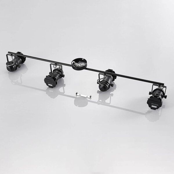 Lindby Tilen mennyezeti spotlámpa, 4 lámpás, fekete, fém, 125cm, dimmelhető, Fekete, Nappali / Étkező, fém, Indusztriális dizájn