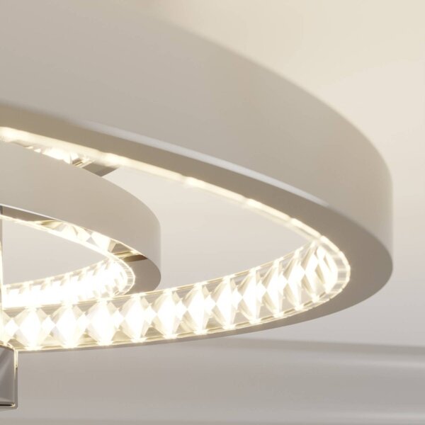 Lucande LED mennyezeti világítás Keely, króm színű, kristály, 45 cm, dimmelhető, Króm / ezüst, Nappali / Étkező, fém, Modern