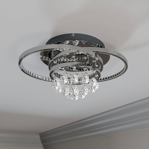 Lucande LED mennyezeti világítás Keely, króm színű, kristály, 45 cm, dimmelhető, Króm / ezüst, Nappali / Étkező, fém, Modern