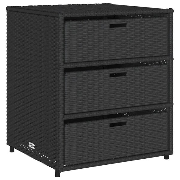 VidaXL fekete polyrattan kerti tárolószekrény 55 x 59 x 69 cm