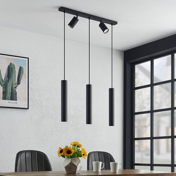 Lindby Sanad lógó világítás, 70 cm, 5 izzós, fekete, GU10, dimmelhető, Fekete, Nappali / Étkező, fém, Modern