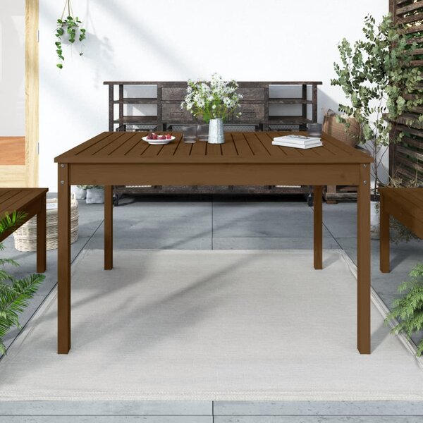 VidaXL mézbarna tömör fenyőfa kerti asztal 121 x 82,5 x 76 cm