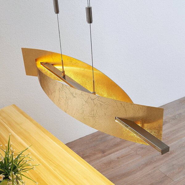 Lucande LED-es függőlámpa Marija, 101 cm, arany színű, fényerőszabályzóval, dimmelhető, Sárgaréz / arany, Nappali / Étkező, fém, Modern