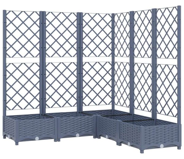 Sötétszürke pp rácsos kerti ültetőláda 120 x 120 x 121,5 cm