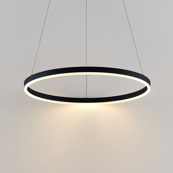 Arcchio Albiona LED lógó világítás, fekete, 1 gyűrű, Ø 60 cm, dimmelhető, Fekete, Konyha, fém, Modern