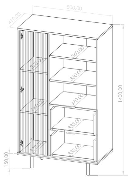 NUBIA NB-04 polcos szekrény - fekete