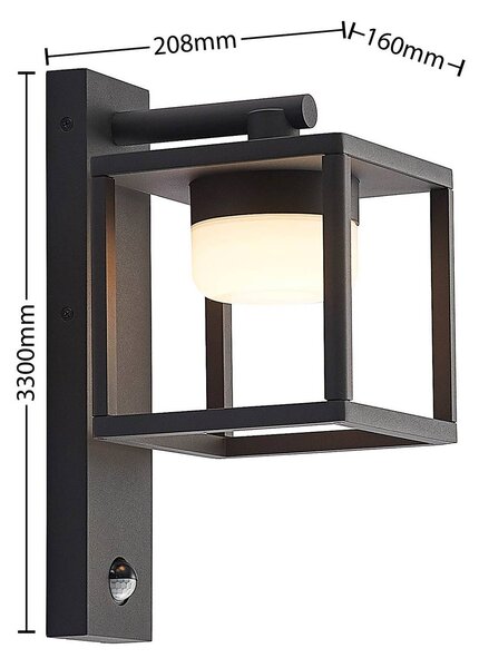 Lucande Timio kültéri fali lámpa, downlight, érzékelő, GX53, IP44, dimmelhető, Alu / szürke / cink, Alumínium, Modern