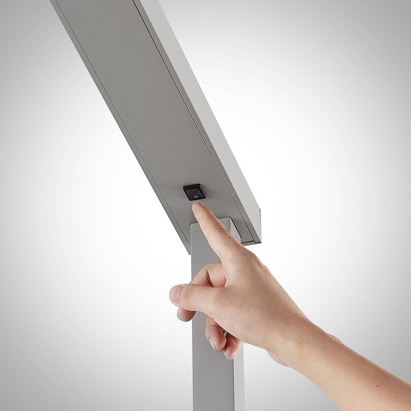 Arcchio LED-es irodai állólámpa Tamilo, ezüst, fém, 194cm, Alu / szürke / cink, Dolgozószoba / Iroda, Alumínium, Modern