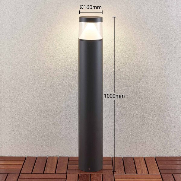 Lucande LED-es oszloplámpa Darja, antracit, fém, 100cm, IP54, Alu / szürke / cink, Alumínium, Modern
